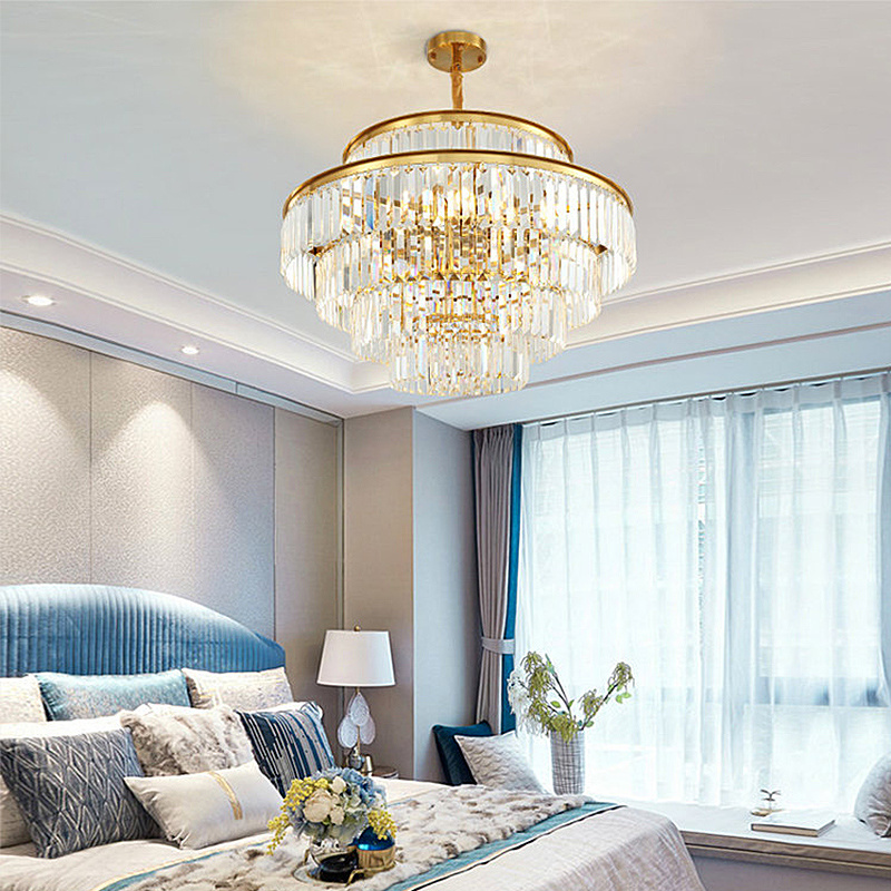 Luxury Modern Chandelier Lighting For Living Room Round Hang Crystal Light Fixture Dining Room Bedroom Light Fixture For Ceiling