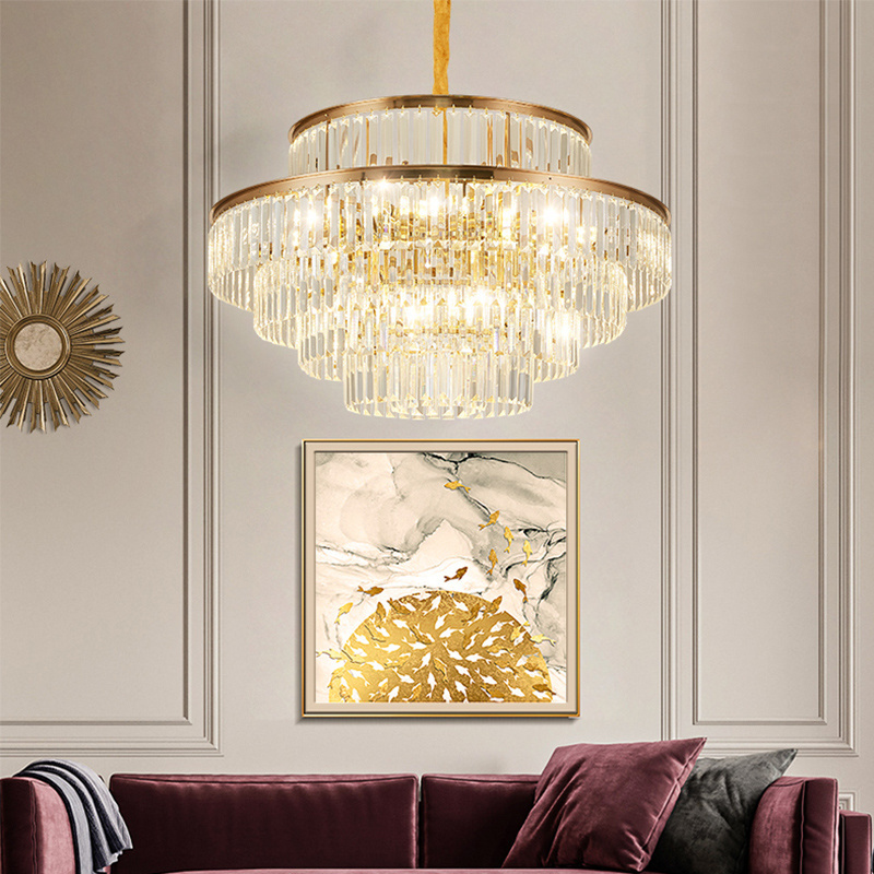 Luxury Modern Chandelier Lighting For Living Room Round Hang Crystal Light Fixture Dining Room Bedroom Light Fixture For Ceiling