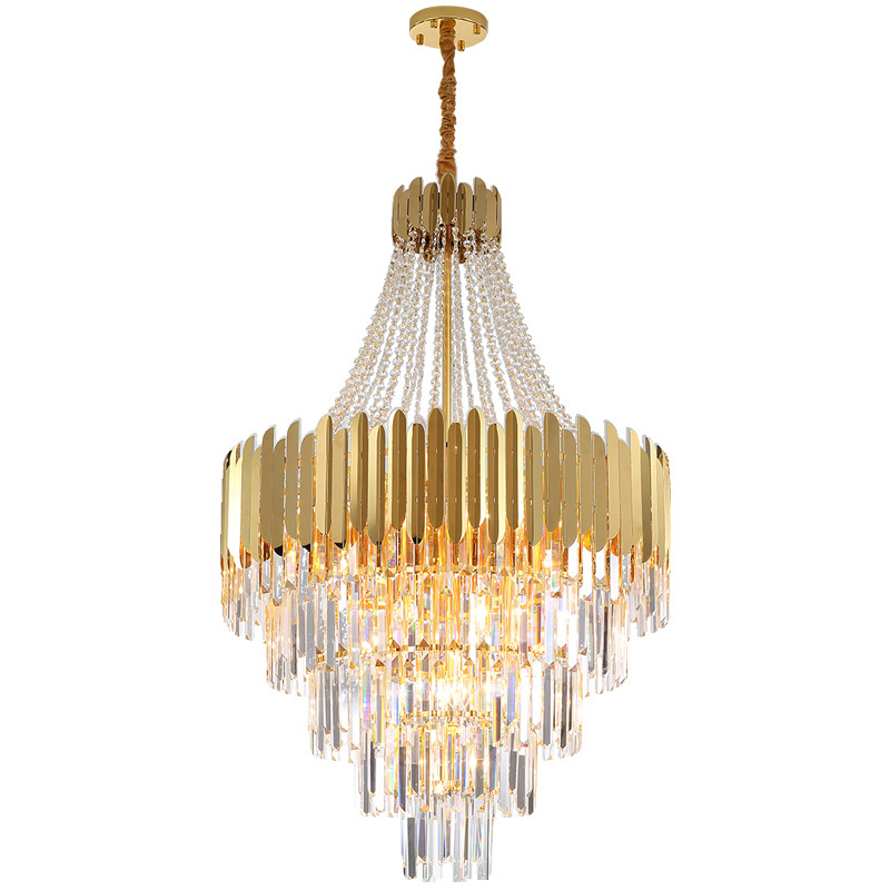 Living Room Pendant Light Gold Hotel Restaurant Decorative Modern Ceiling Hanging Lamp Elegant Round Crystal Luxury Chandelier