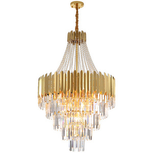 Living Room Pendant Light Gold Hotel Restaurant Decorative Modern Ceiling Hanging Lamp Elegant Round Crystal Luxury Chandelier