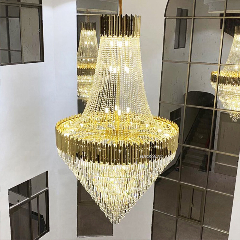 Living Room Pendant Light Gold Hotel Restaurant Decorative Modern Ceiling Hanging Lamp Elegant Round Crystal Luxury Chandelier