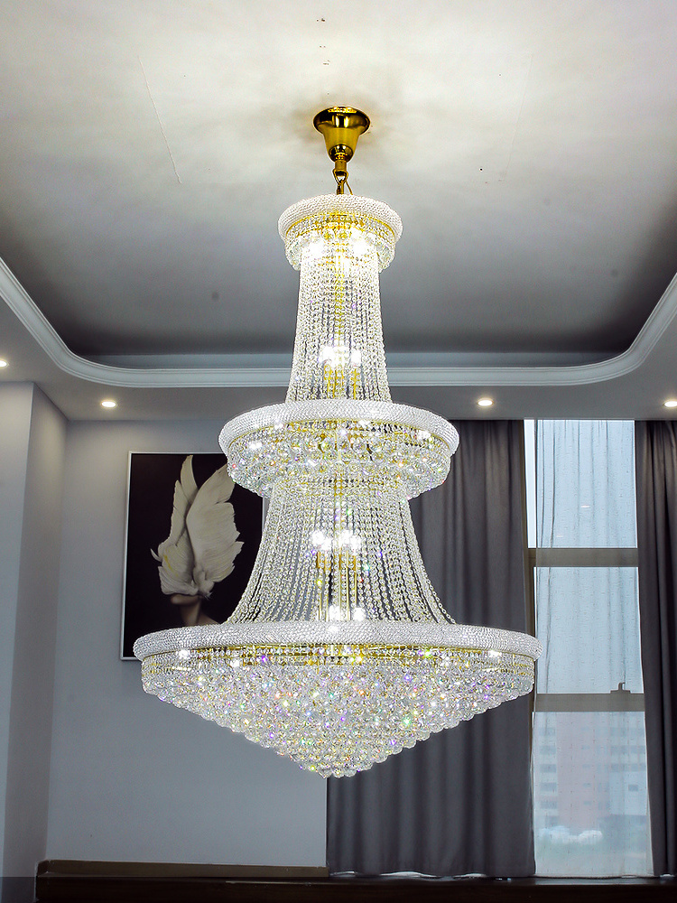 Luxury Living Room Crystal Chandelier Staircase European-Style Chandelier Hotel Lobby Villa High Ceiling Lighting Free Shipping