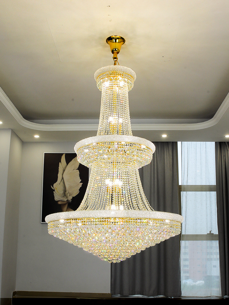 Luxury Living Room Crystal Chandelier Staircase European-Style Chandelier Hotel Lobby Villa High Ceiling Lighting Free Shipping