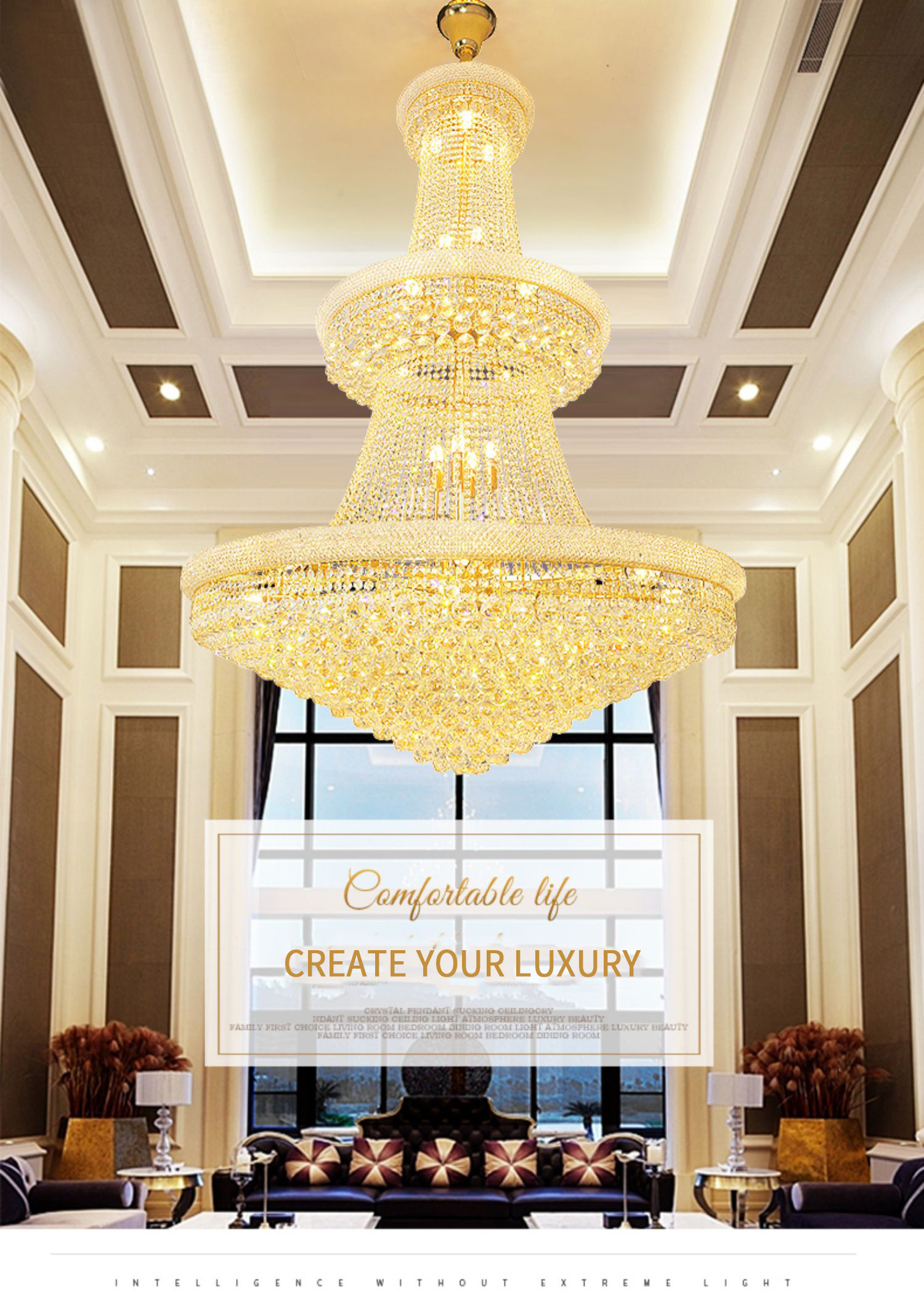 Luxury Living Room Crystal Chandelier Staircase European-Style Chandelier Hotel Lobby Villa High Ceiling Lighting Free Shipping