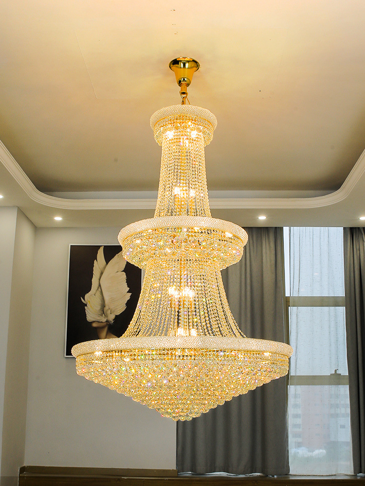 Luxury Living Room Crystal Chandelier Staircase European-Style Chandelier Hotel Lobby Villa High Ceiling Lighting Free Shipping