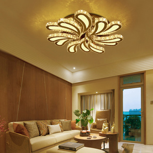 Living room Decor Flower Modern Transparent crystal Ceiling Lamp Modern Round Led Lights For Home Ceiling Light Fixture