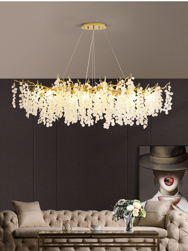 Creative Soft Light Hotel Hallway Chandelier Light for High Ceilings Living Room Indoor Pendant Lighting Golden Chandelier