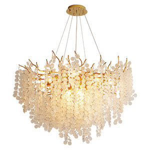 Creative Soft Light Hotel Hallway Chandelier Light for High Ceilings Living Room Indoor Pendant Lighting Golden Chandelier