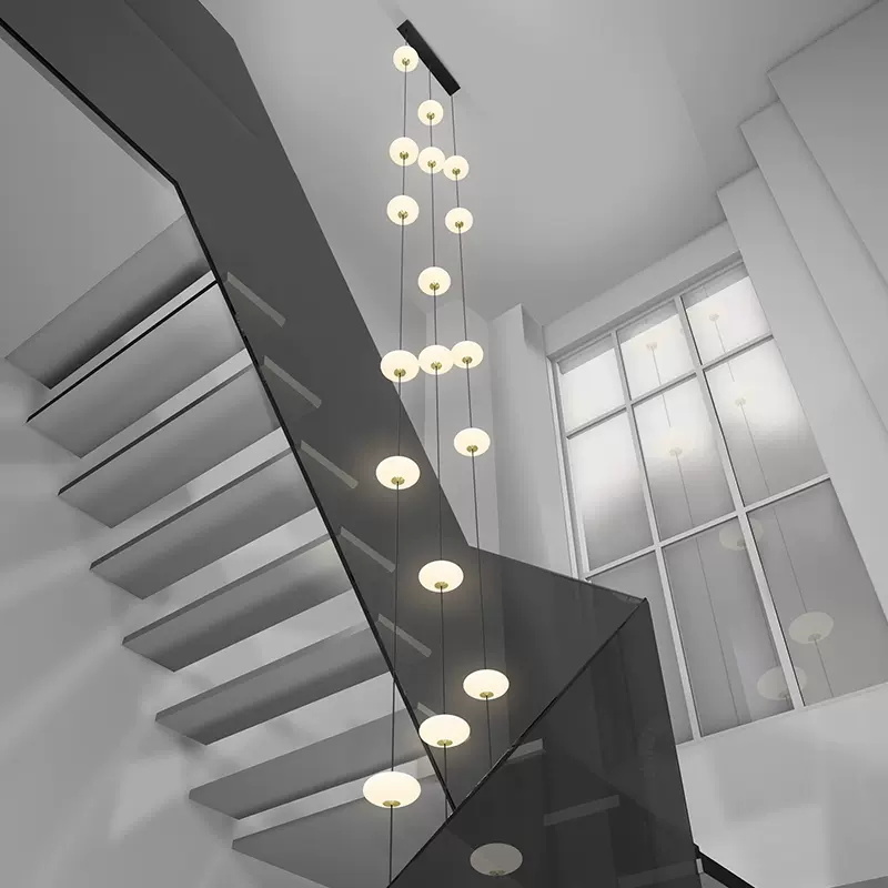 Minimalist Stair Chandelier Modern Art Creative Villa Compound Narrow Narrow Stairwell Hollow Loft Line Many lights