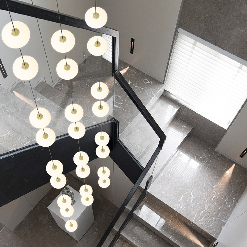 Minimalist Stair Chandelier Modern Art Creative Villa Compound Narrow Narrow Stairwell Hollow Loft Line Many lights