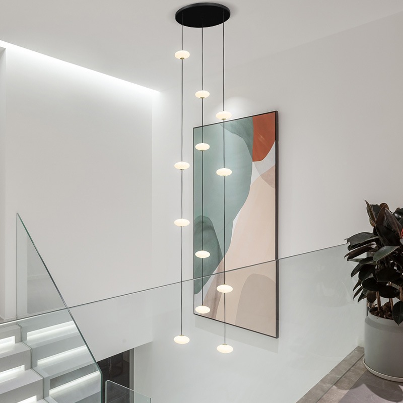 Minimalist Stair Chandelier Modern Art Creative Villa Compound Narrow Narrow Stairwell Hollow Loft Line Many lights