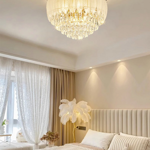 Feather Shape Golden Luxury Lamp Ceiling Lighting Wedding Decor Bedroom Hotel Lamp Corridor Staircase High Ceiling