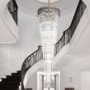 Langju Modern Crystal Chandelier For Staircase Luxury Living Room Decor Led Cristal Lamp Large Design Hall Lobby Light Fixture