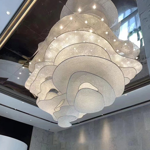 Modern White Shaped Cloud Assemblage Designer Custom Engineered Light Fixtures In Public Areas Of The Museum