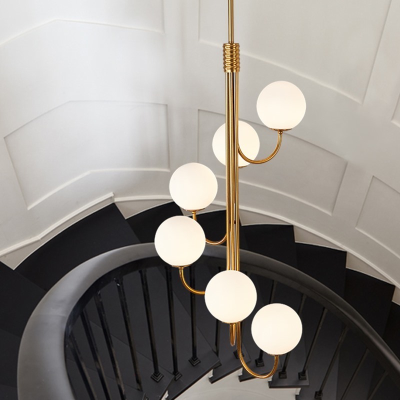 Modern Stair Light Loft Slanted Roof Room Lift Air Long Chandelier Duplex Rotating Corridor Gold Simple Atmosphere