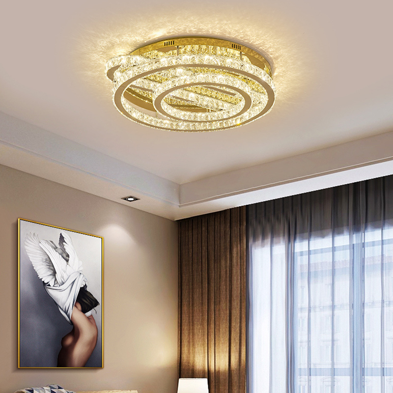 Hotel Home Decor Livingroom Crystal Lamp Stainless Steel Led Modern Ceiling Light Modern Round Luxury Pin Light For Ceiling