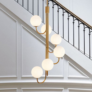 Modern Stair Light Loft Slanted Roof Room Lift Air Long Chandelier Duplex Rotating Corridor Gold Simple Atmosphere