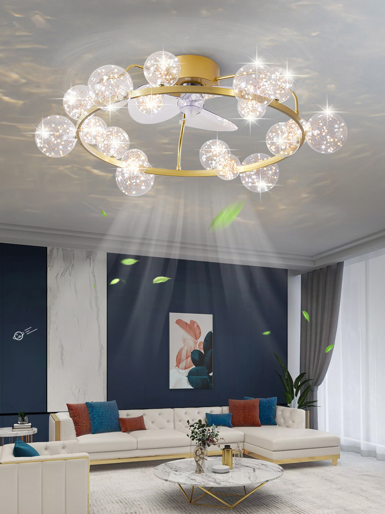 Modern Designer Ceiling Fan Light Master Bedroom Children's Room Romantic And Beautiful Starry Ceiling Fan Light