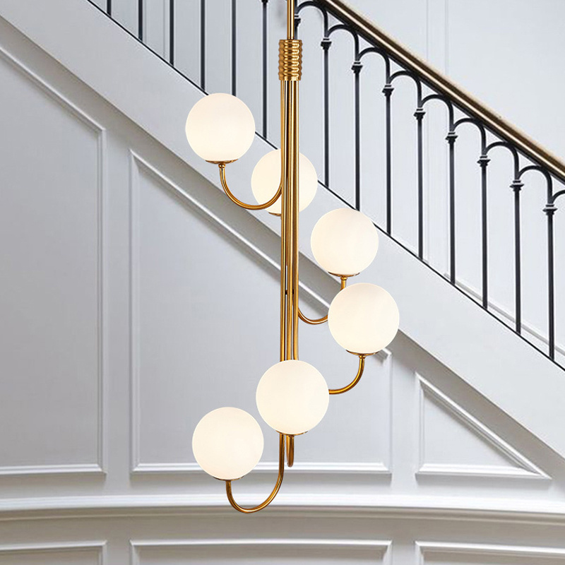 Stair Chandelier Long Chandelier Simple Modern Rotary Loft Apartment Empty Living Room Light Slanted Top Small Duplex Chandelier