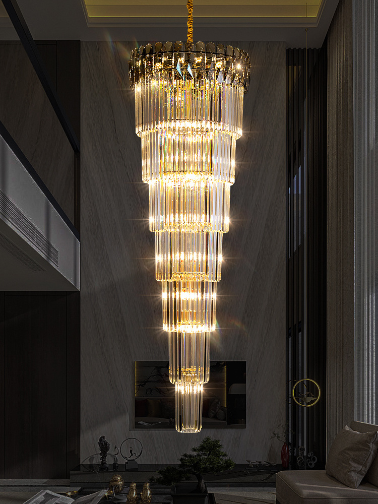 Langju Modern Crystal Chandelier For Staircase Luxury Living Room Decor Led Cristal Lamp Large Design Hall Lobby Light Fixture