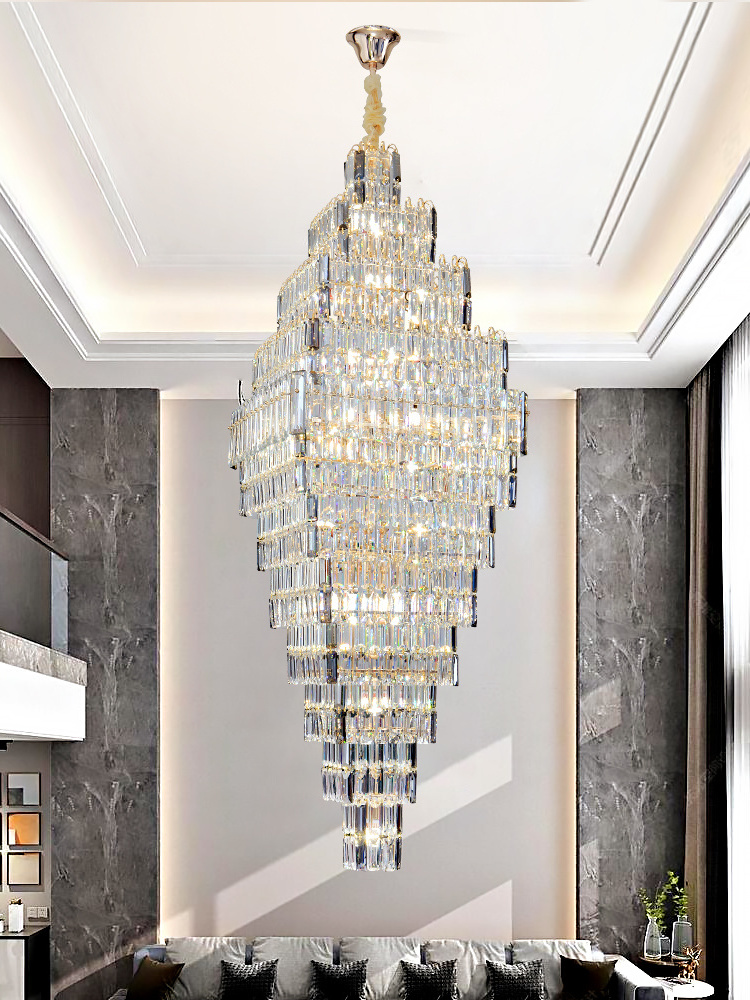 Langju Modern Art Deco Customizable Big Hotel Lobby Lighting for Hotel Lobby Living Room High Ceiling Entrance Door Chandelier