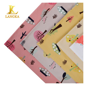 Langka oeko tex certified 100 organic cotton jersey 200gsm knitted printed fabric for baby clothes