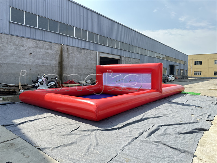 red color pvc juegos inflables china inflatable water jumping volleyball court field for party rental