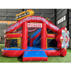 big red color bounce houses jumping castle commercial inflatable bouncy castle with slide for sale