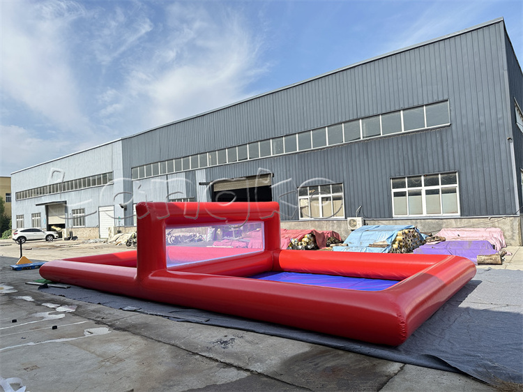 red color pvc juegos inflables china inflatable water jumping volleyball court field for party rental