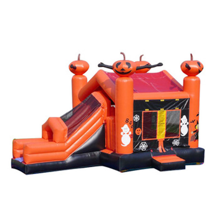 Commercial Inflatable halloween haunted bounce house combo with slide