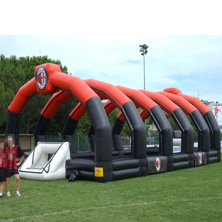 Commercial pvc outdoor challenge sports events games soccer filed inflatable football jam cage for sale