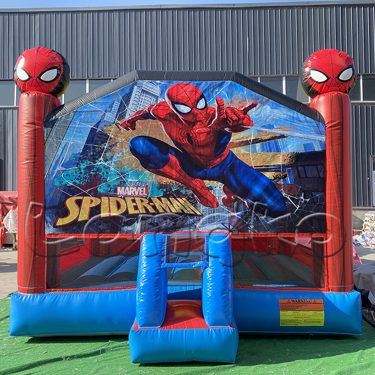 Commercial Fun Spiderman Inflatable Combo Superhero Theme Jumper Spider Man Castle Bounce House with water slide