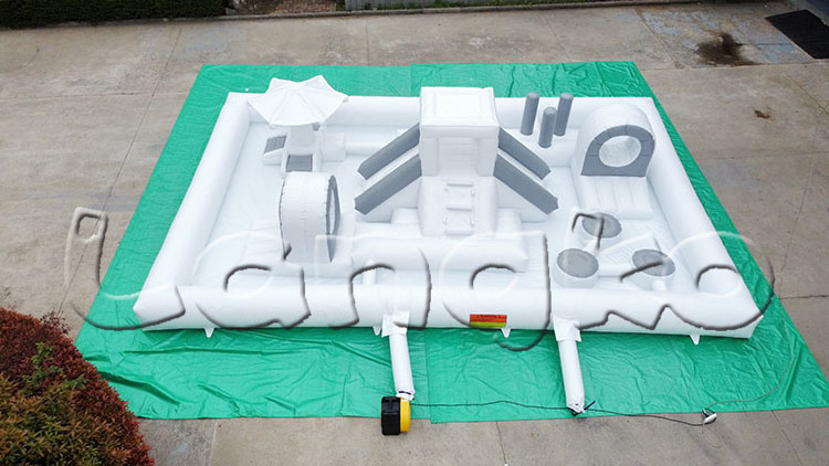 Customized commercial PVC white water pool inflatable bounce house combo playground for soft play party rental