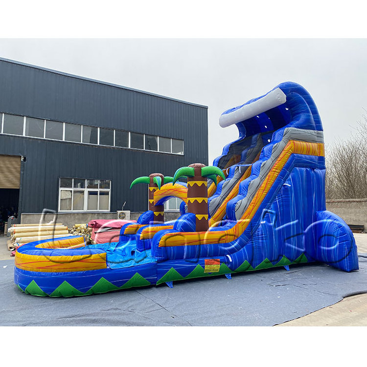 Wet 20ft laguna waves waterslide inflatable water slide with pool