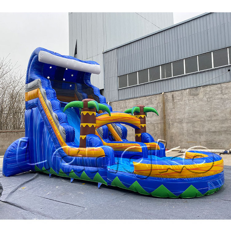 Wet 20ft laguna waves waterslide inflatable water slide with pool