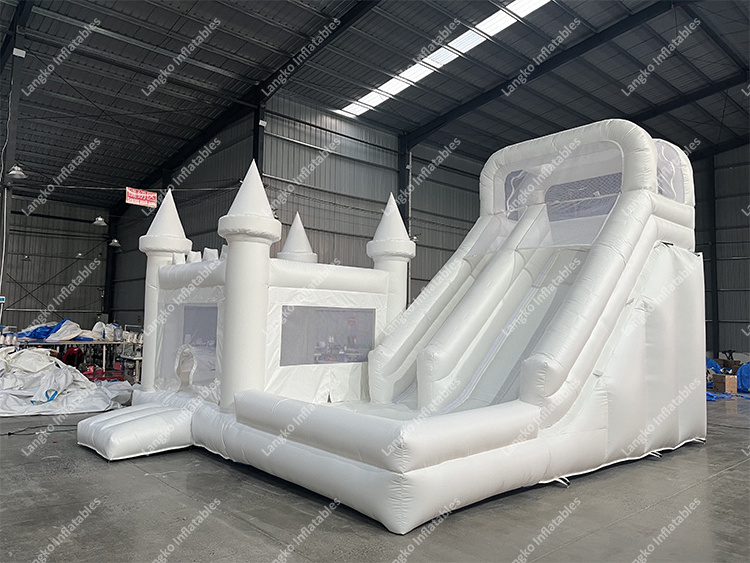 Party rental white bounce house with ball pit inflatable castle water slide pool