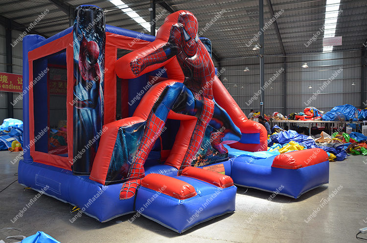 hot sale commercial spider man inflatable bounce combo slide spiderman bouncy castle for sale