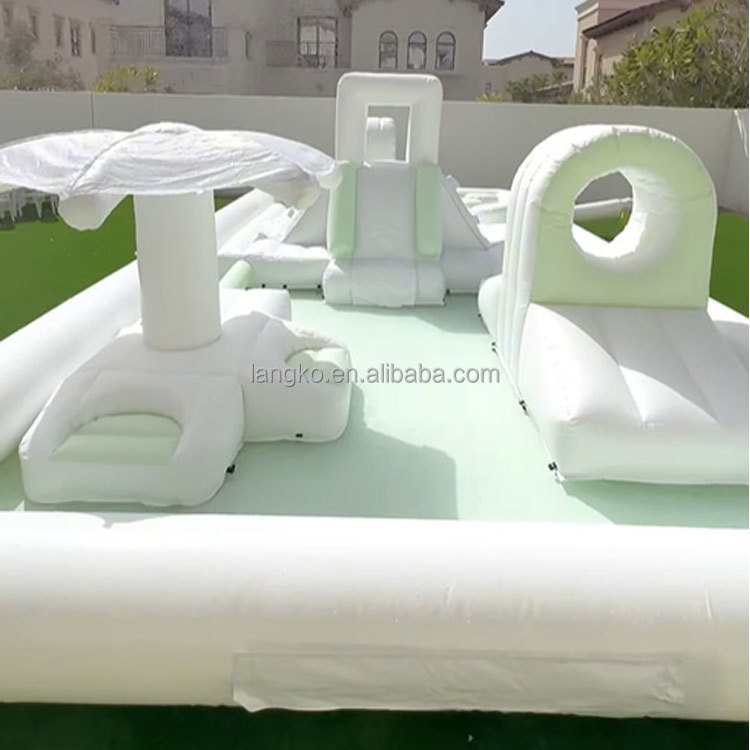 Customized commercial PVC white water pool inflatable bounce house combo playground for soft play party rental