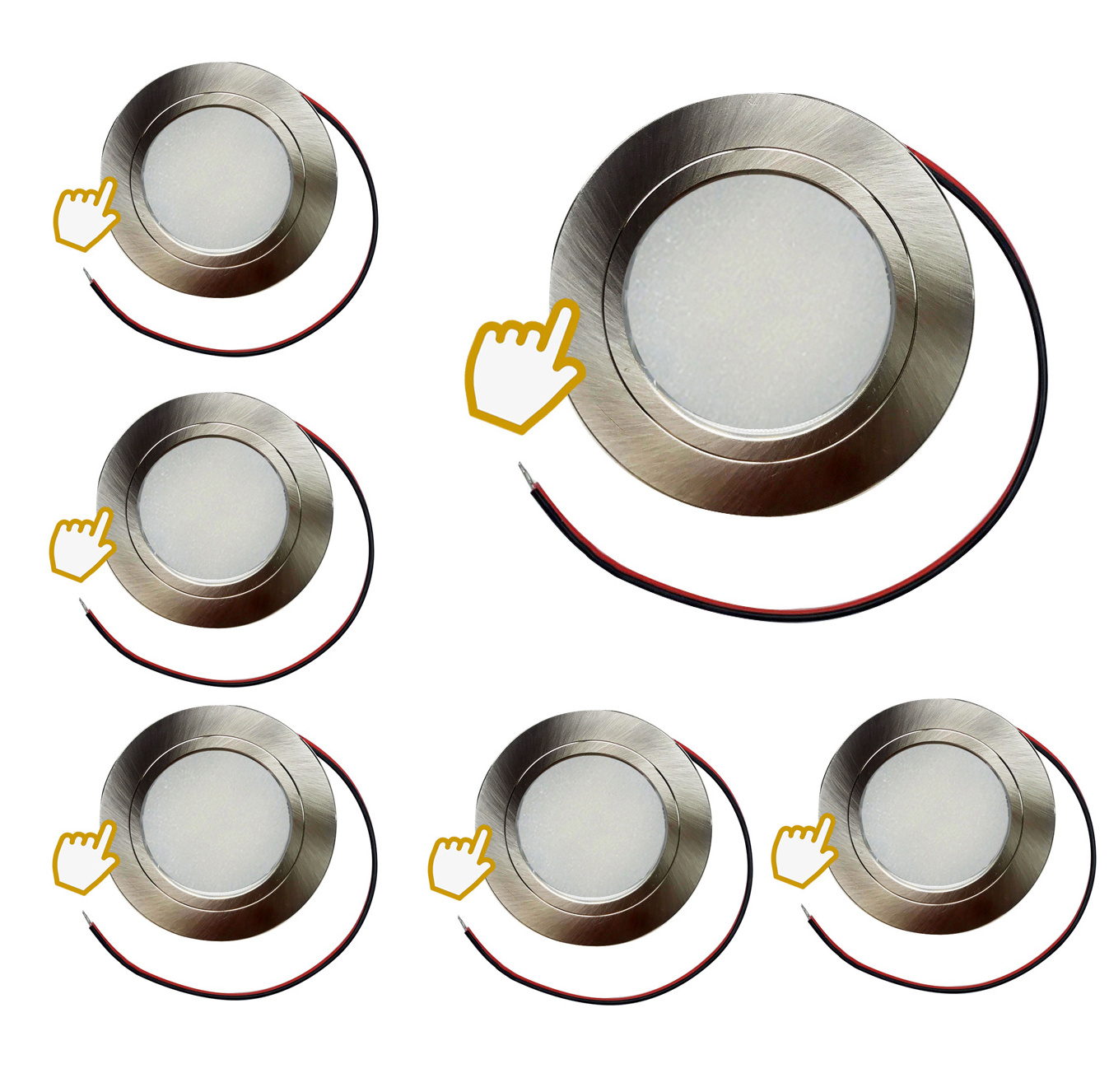 Metal Light 12V 2W Touch Control Memory Smart Light Lighting Bulb Brushed Nickle Bezel Mini Ceiling Lamp 66mm