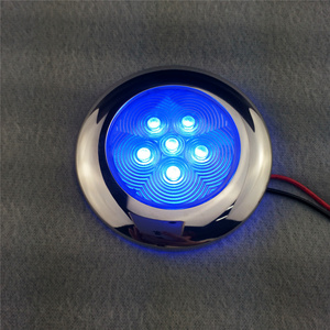 White Blue Waterproof 12V 2W IP67 LED Marine Van Interior Lights Boat Chrome Round Ceiling Lamp