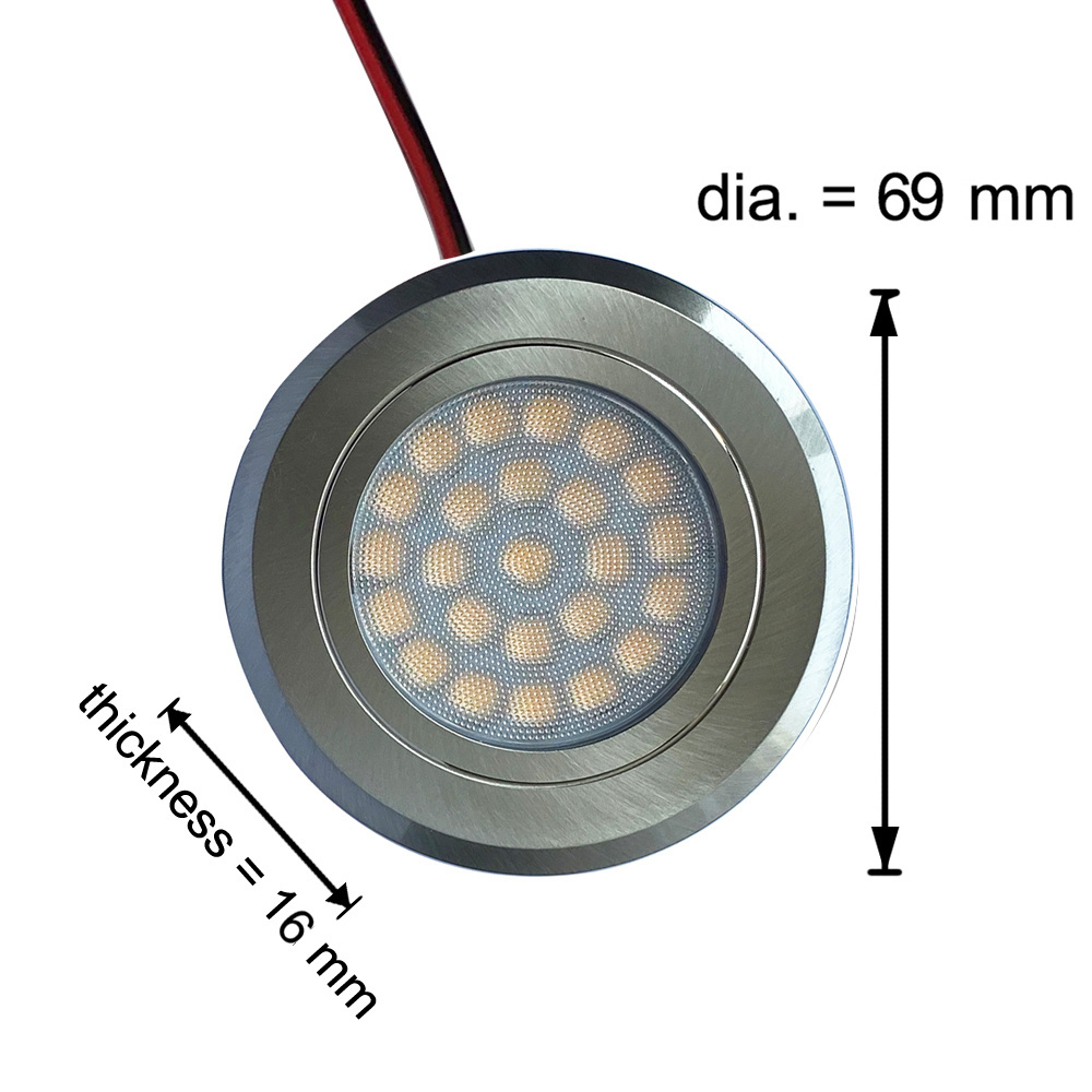 Nickle Satin Brushed LED Ceiling lamp 24V 10-30VDC Memory Touch Control Caravan Motorhome Light Lamp Bulb