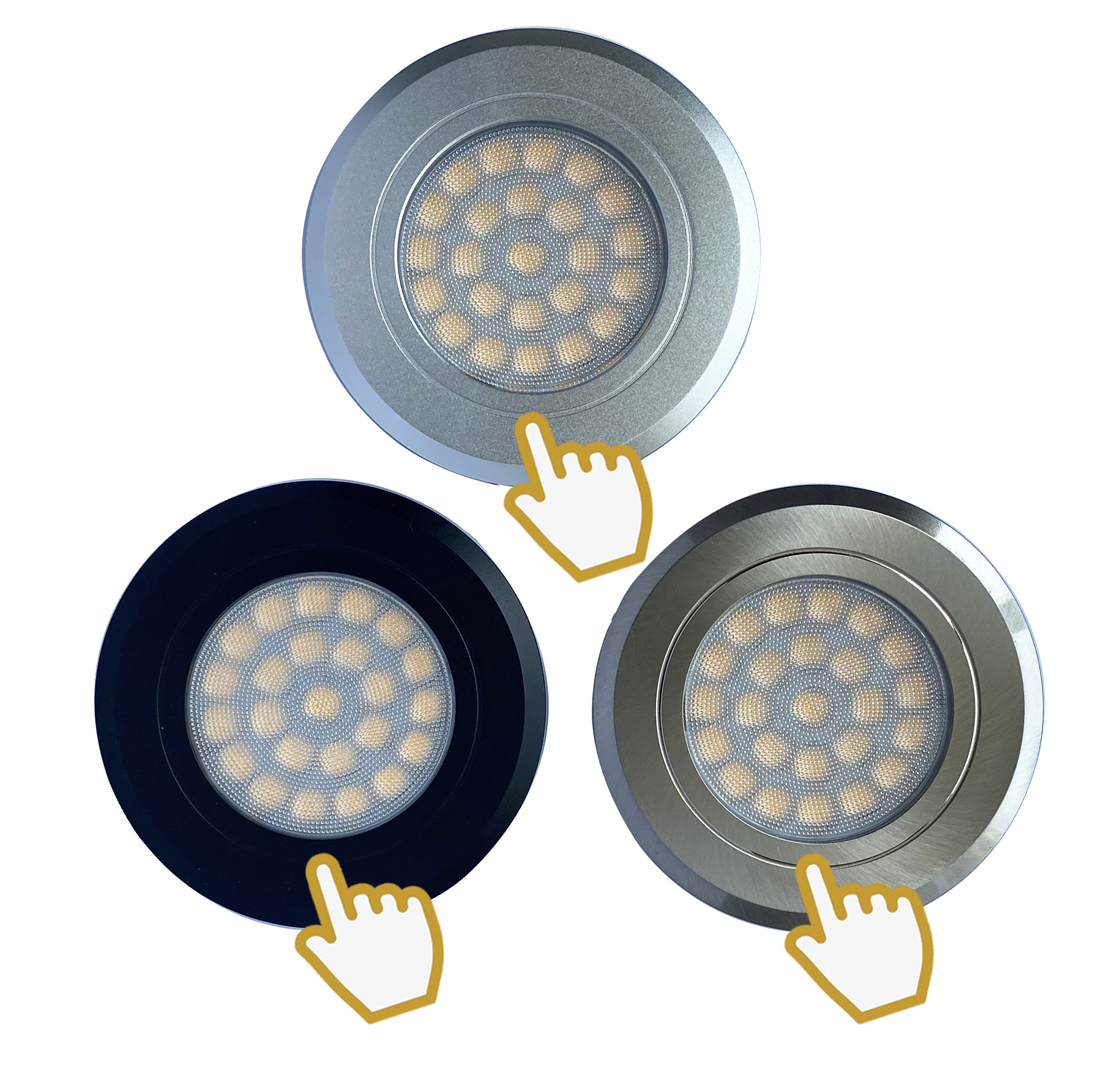 Nickle Satin Brushed LED Ceiling lamp 24V 10-30VDC Memory Touch Control Caravan Motorhome Light Lamp Bulb