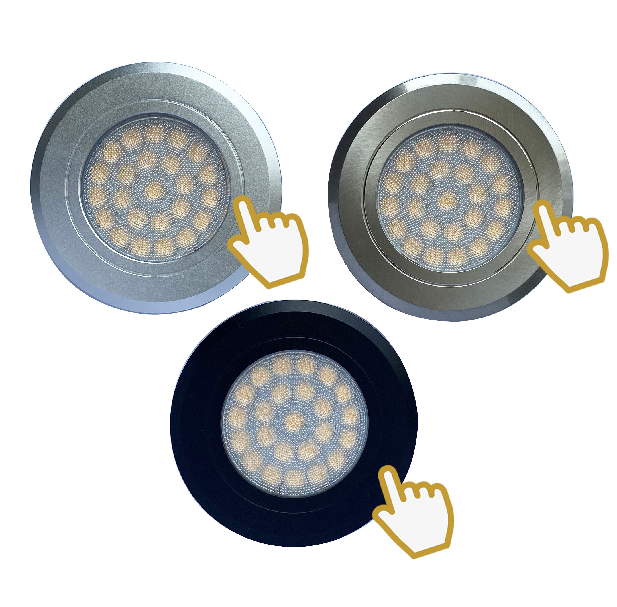 Nickle Housing LED Ceiling lamp 12V 24V 10-30VDC Memory Touch Control Caravan Motorhome Boat Light Lamp Bulb