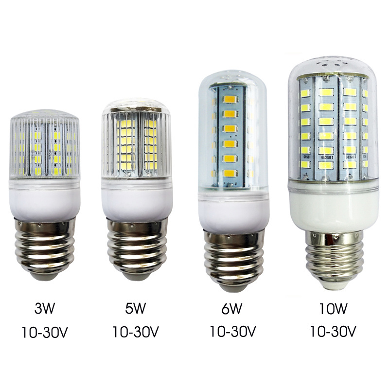 Super Bright 12 24V 6W 10W LED Corn Bulb 10-30V Marine Lamp Bulb E27 E26 Light