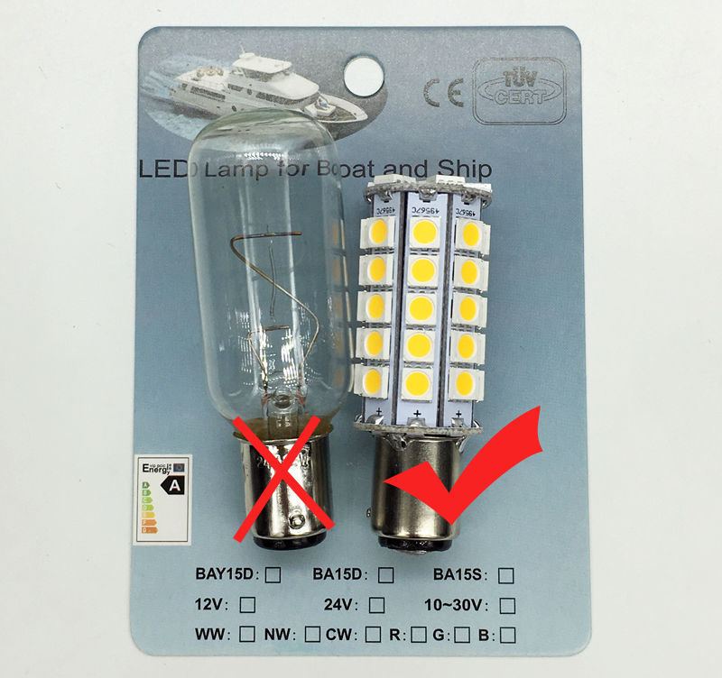 24V BAY15d 46SMD 6W Bayonet LED Marine Bulb BA15d Navigation Marine 10-30V 12V Lamp Light Bulb Brightest