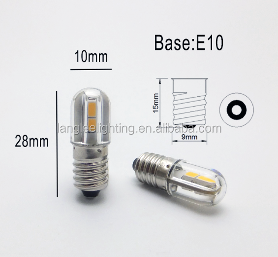 E10 LED Bulb 6V 1W 100LM 6V 12V 24V 36V Ba9s Light Bulb