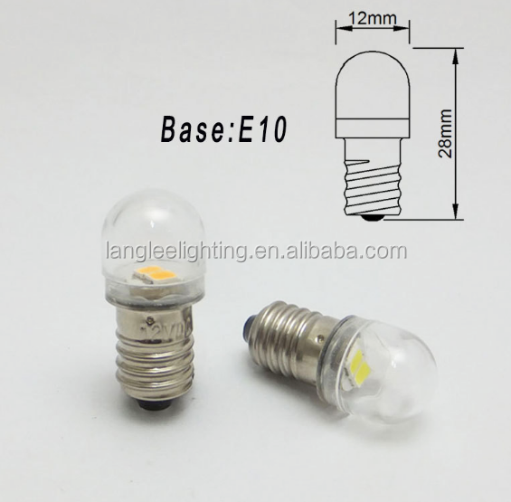 E10 LED Bulb 6V 1W 100LM 6V 12V 24V 36V Ba9s Light Bulb