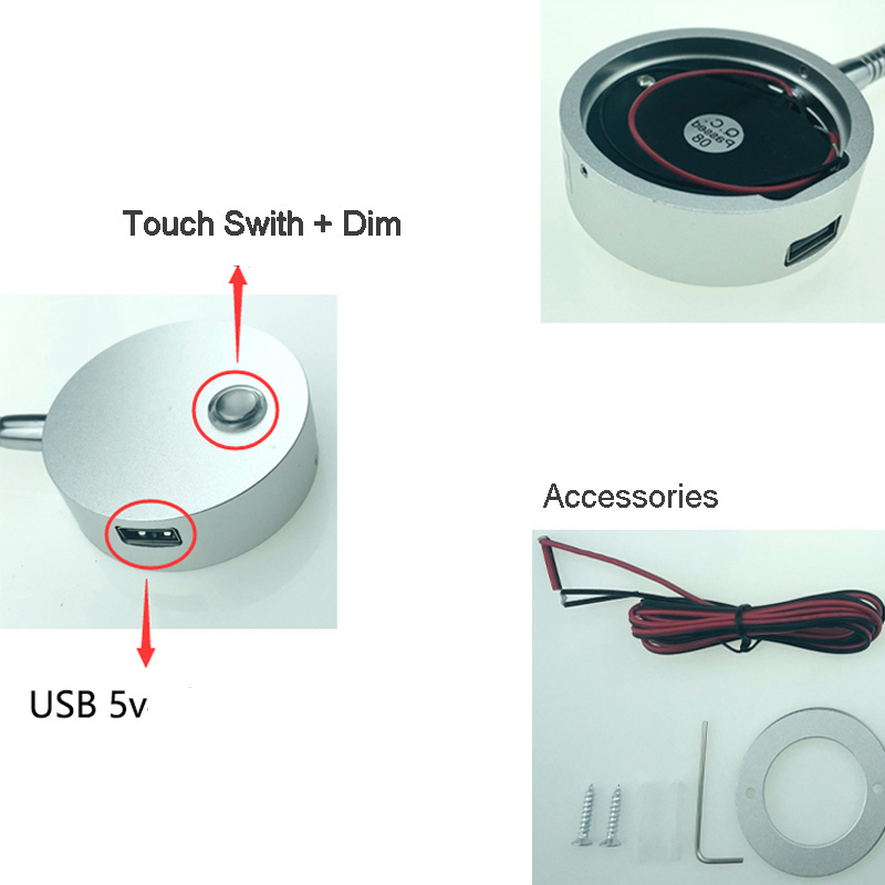 12-24V Bi-Color LED Map Chart Lamp for RV Boat Yachts Truck Caravan Dimmable Flexible Gooseneck Task Light