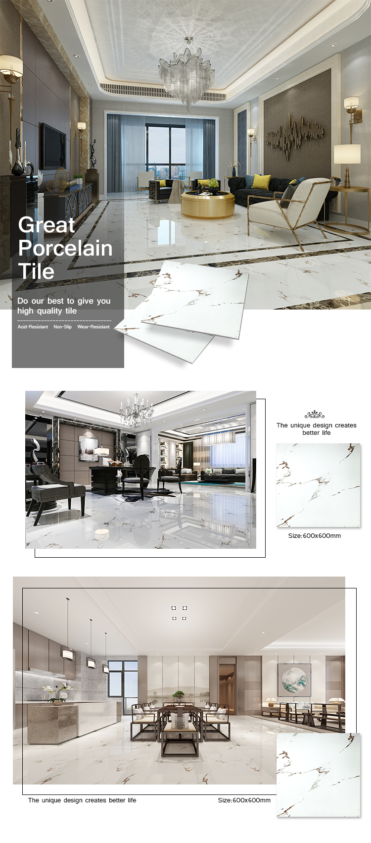 High gloss full body polished living room crystal white ivory ceramic porcelanto glazed porcelain floor tiles 600x600 mm