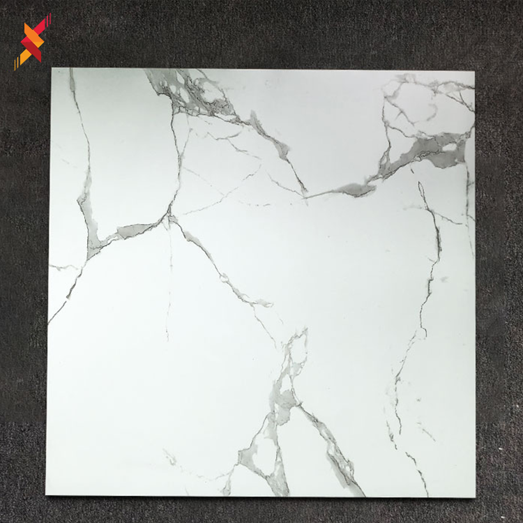 Wear resistant vitrified shiny white marble look polished homogeneous floor ceramic tile